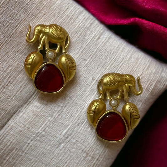 BRASS ELEPHANT EARRINGS