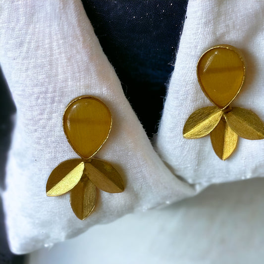 BRASS LEAF EARRINGS