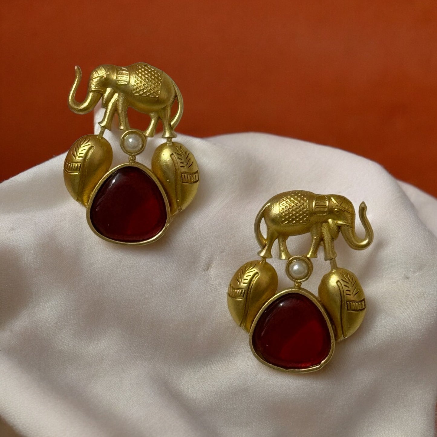 BRASS ELEPHANT EARRINGS