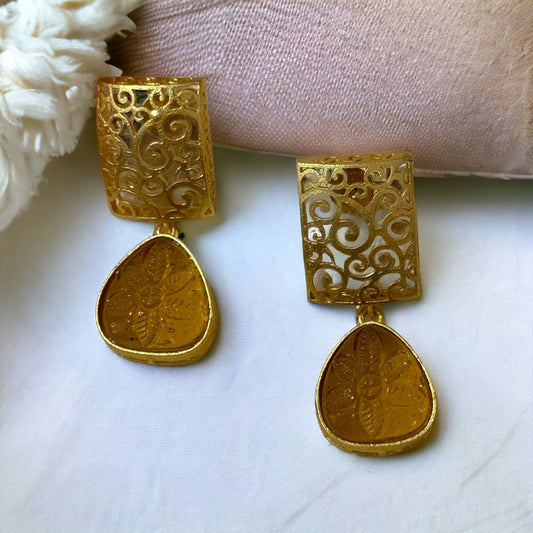 BRASS FLORAL EARRINGS