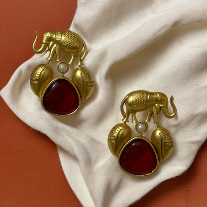 BRASS ELEPHANT EARRINGS